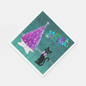 Pink Silver Mid Century Chistmas Tree Cat Teal Serviette (Ecke)