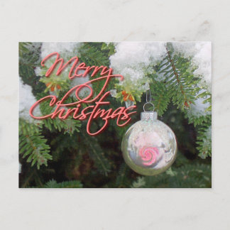 PINK & SILVER ORNAMENT on BAUM by SHARON SHARPE Postkarte