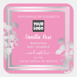 Pink Silver Produktverpackungsmarken mit benutzerd Quadratischer Aufkleber