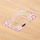 Pink Silver Quinceanera Floral Acryleinladungen (Ablage )