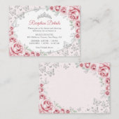 Pink Silver Quinceanera Reception Details Begleitkarte (Vorne/Hinten)