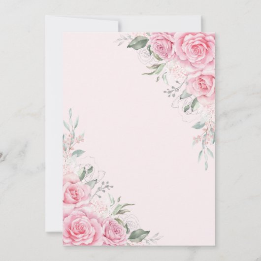 Pink Silver Roses Butterfly Quinceañera Birthday Einladung (Rückseite)