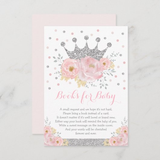 Pink Silver Royal Crown Princess Books for Baby Begleitkarte (Vorne/Hinten)