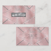 Pink & Silver Satin Sparkle Glam Chic Salon Style Visitenkarte (Vorne/Hinten)