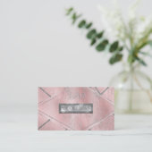 Pink & Silver Satin Sparkle Glam Chic Salon Style Visitenkarte (Stehend Vorderseite)