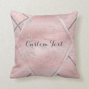 Pink & Silver Satin Sparkle Glam Designer Stil Kissen