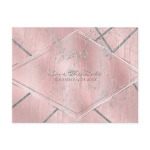 Pink & Silver Satin Sparkle Glam Save the Date