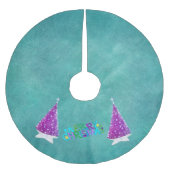 Pink Silver Shiny Trees Merry Christmas Colourful Polyester Weihnachtsbaumdecke (Vorderseite)