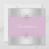 Pink & Silver Snow Gem Quinceanera Einladung (Vorderseite)