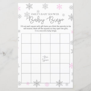 Pink Silver Snowflake Baby Showgame PRINZIERT
