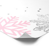 Pink Silver Snowflakes Girl Baby Dusche Willkommen Poster (Ecke)