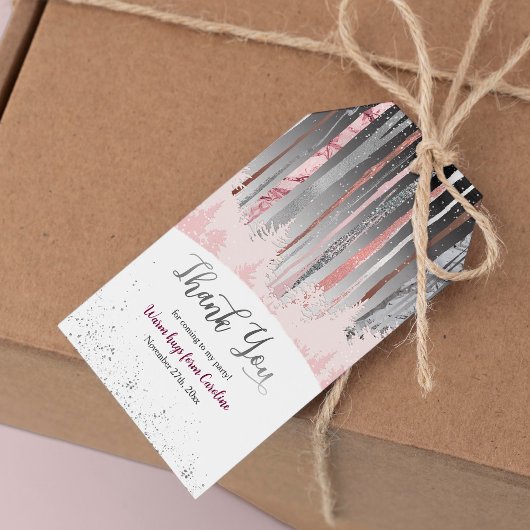 Pink Silver Snowy Mystic Wood Birthday Geschenkanhänger
