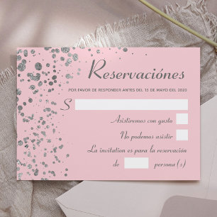 Pink Silver Spanischer Reservat, Quinceanera UAWG Einladung