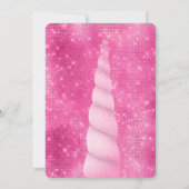 Pink Silver Sparkle Glam Unicorn Geburtstag Einladung (Rückseite)