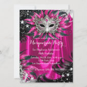 Pink Silver Sparkle Magical Night Masquerade Party Einladung (Vorderseite)