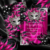 Pink Silver Sparkle Magical Night Masquerade Party Einladung