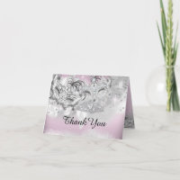 Pink & Silver Sparkle Masquerade Danke Karte