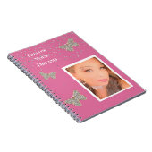 Pink Silver Sparkle Schmetterlinge Ihr Foto Notizblock (Rechte Seite)