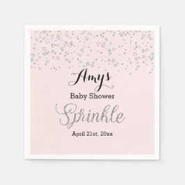 Pink Silver Sprinkle Babydusche Napkin Serviette
