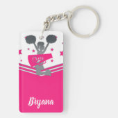 Pink Silver Stars Cheer-führender Personalisierter Schlüsselanhänger (Rückseite)