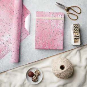 Pink Silver Sterne Geburtstag Geschenkpapier