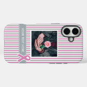 Pink & Silver Stripes für benutzerdefinierte Foto- Case-Mate iPhone Hülle (Rückseite (Horizontal))