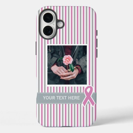 Pink & Silver Stripes für benutzerdefinierte Foto- Case-Mate iPhone Hülle (Rückseite)