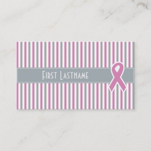 Pink & Silver Strips benutzerdefinierte Visitenkar Visitenkarte (Vorderseite)