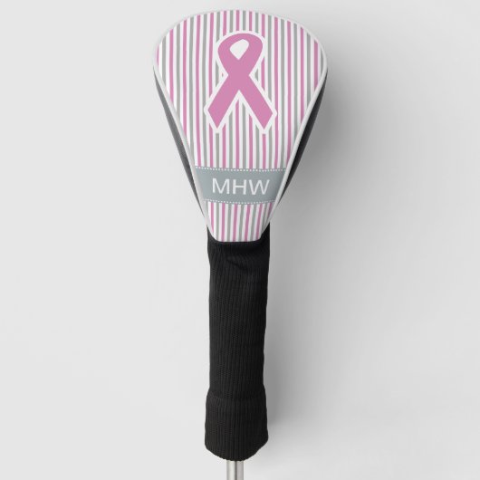 Pink & Silver Strips, kundenspezifische Abdeckung Golf Headcover (Vorderseite)