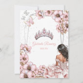 Pink Silver Tiara Butterfly Quinceañera Save The Date (Rückseite)