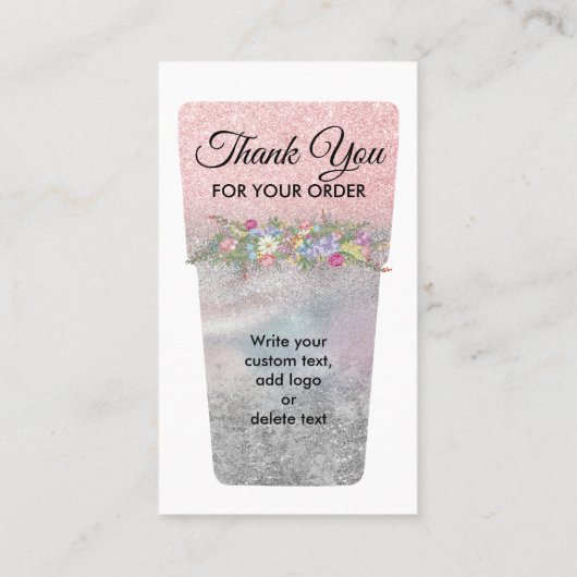 Pink Silver Vinyl Print Tumbler Care Instructions Telefonnummerkarte (Rückseite)