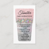 Pink Silver Vinyl Print Tumbler Care Instructions Telefonnummerkarte (Vorderseite)