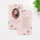 Pink Silver Watercolor Floral Memorial Belegekarte (Schreibtisch)