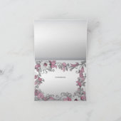 Pink Silver White Floral Danke Karte (Innenseite)