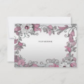 Pink Silver White Floral Danke Karte (Rückseite)