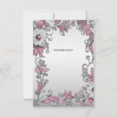 Pink Silver White Floral Danke Karte (Rückseite)