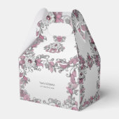 Pink Silver White Floral Gevor Box Geschenkschachtel (Vorderseite)