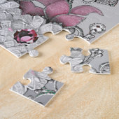 Pink Silver White Floral Jigsaw Puzzle (Seite)