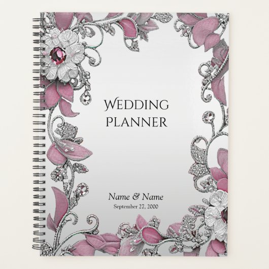 Pink Silver White Floral Plane Planer (Vorderseite)