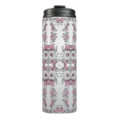Pink Silver White Floral Thermal Tumbler Thermosbecher (Vorderseite)