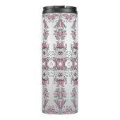 Pink Silver White Floral Thermal Tumbler Thermosbecher (Rückseite)