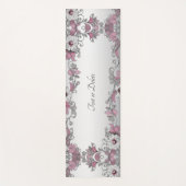 Pink Silver White Floral Yogmatte Yogamatte (Vorderseite)