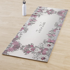 Pink Silver White Floral Yogmatte Yogamatte