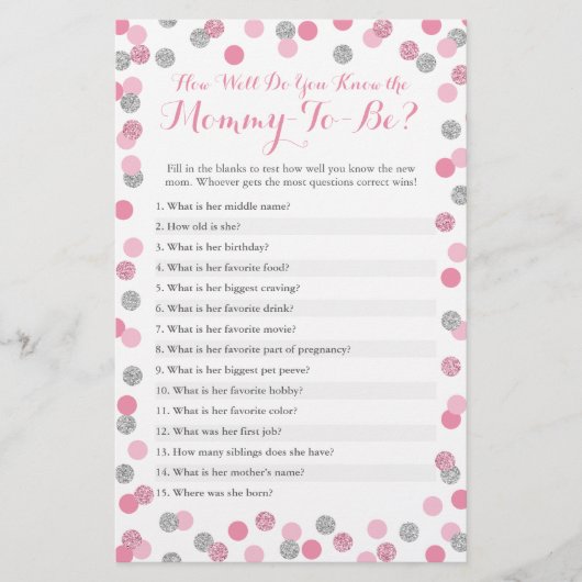 Pink & Silver Wie gut kennen Sie die Mama Quiz (Vorderseite)