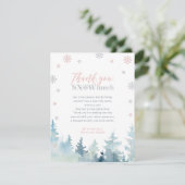 Pink & Silver Winter Foto Party Vielen Dank Dankeskarte (Stehend Vorderseite)