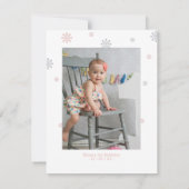 Pink & Silver Winter Foto Party Vielen Dank Dankeskarte (Rückseite)