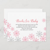 Pink Silver Winter Snowflake Bücher für Kinder Einladungspostkarte (Vorne/Hinten)