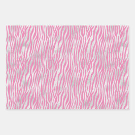 Pink Silver Zebra Gift Tags Geschenkpapier Set