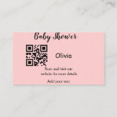 Pink simple baby shower q r code add name text thr visitenkarte (Rückseite)