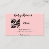 Pink simple baby shower q r code add name text thr visitenkarte (Vorderseite)